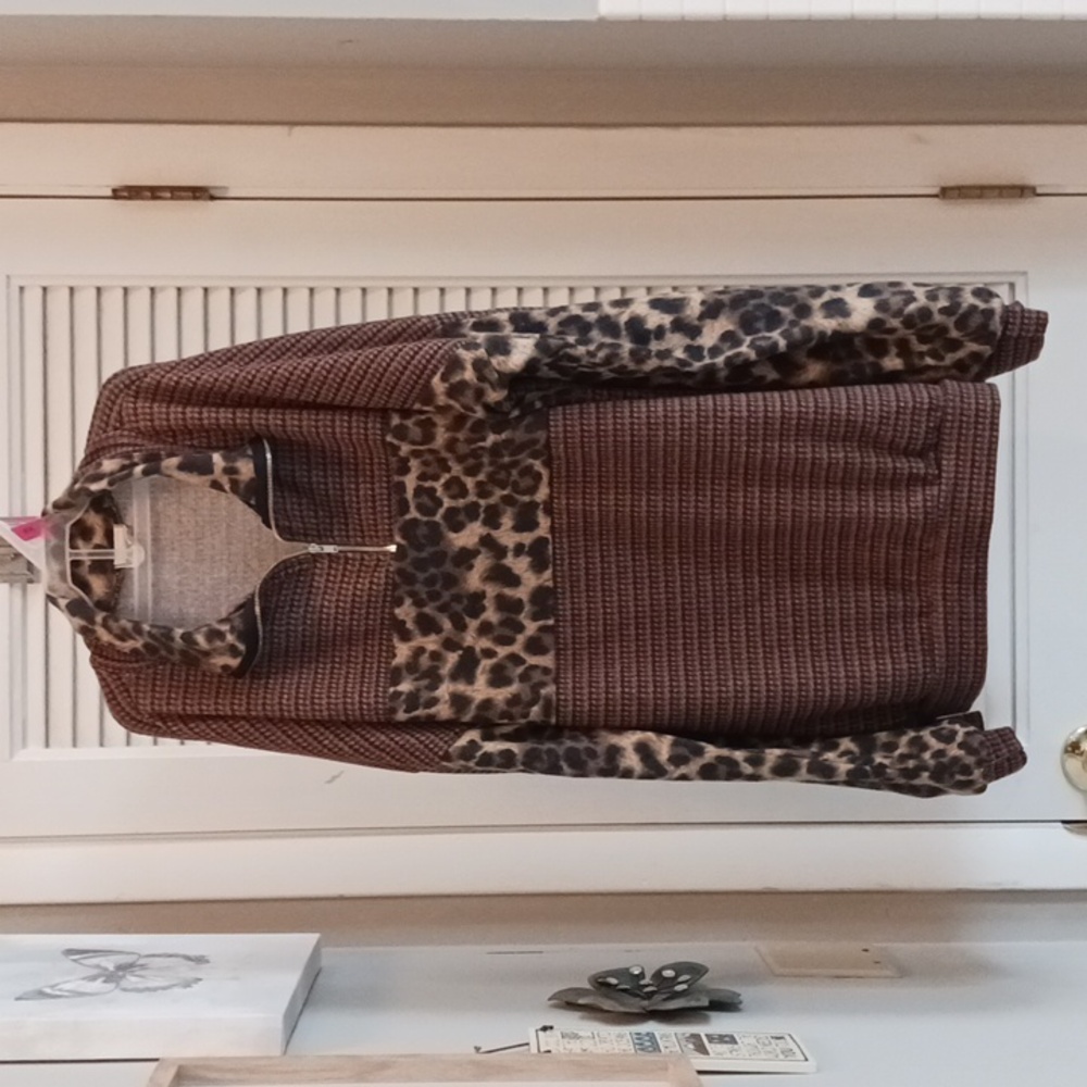 Leopard Print Half Zip